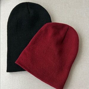 Black and Red Knit Beanies